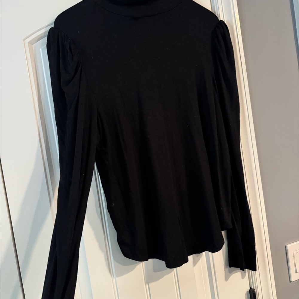 Karen Kane Black Shirred Sleeve Turtleneck Top Size XL - Picture 4 of 7